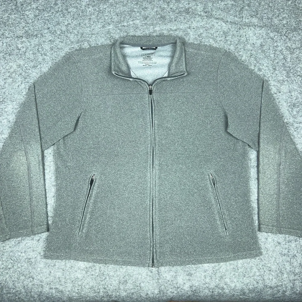 LL Bean Sweater Jacket Mens Large‎ Gray Trail Fleece Full Zip Pockets Outdoors